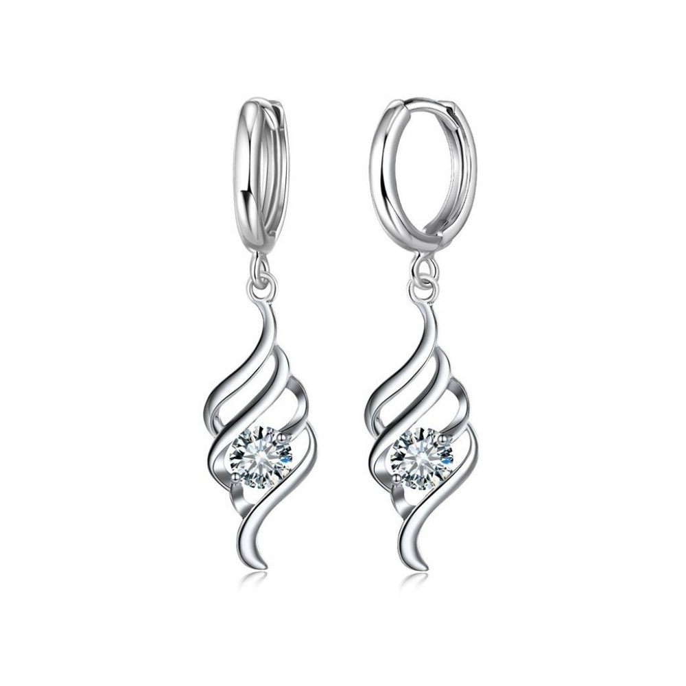 🌟 Hoop 925 Sterling Silver Necklace With Earrings Set Spiral - Picture 2 of 7